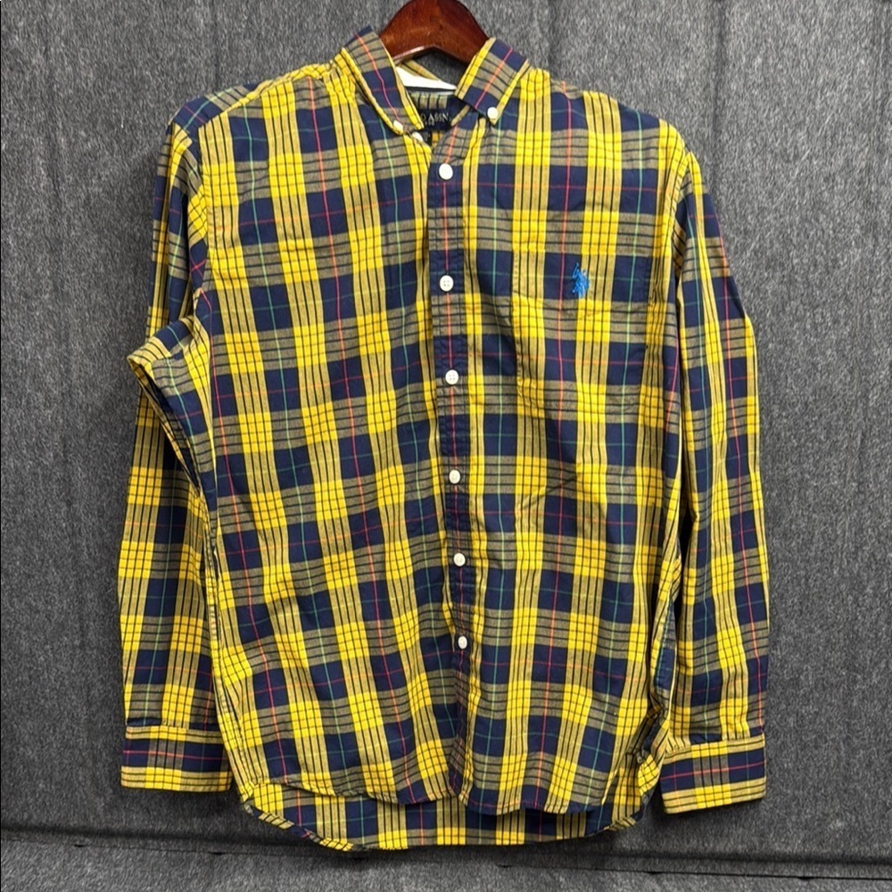 U.S. Polo Assn. Yellow and Blue Casual Button Down Shirt